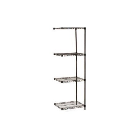 Nexel    Black Epoxy Wire Shelving Add-On Unit - 5 Tier - 24W X 21D X 74H